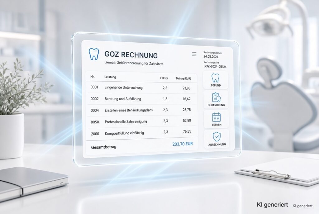 Digitale GOZ Abrechnung Zahnarzt am Tablet