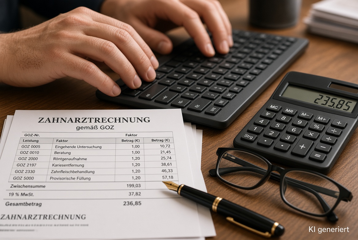 Präzise GOZ Abrechnung Zahnarzt mit Unterlagen